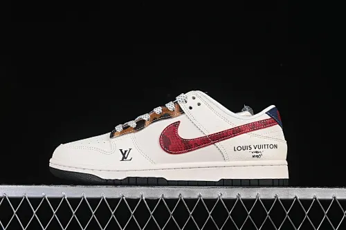 All categories Nk SB Dunk Series Nk SB Dunk Low High-end customized low-top sneakers Nike SB Dunk Low LV co-branded dark red hook Anniversary high-end customized low-top casual sneakers XS6089-627